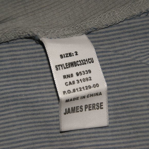JAMES PERSE Gray Striped Contrast Panel Shirt 2/M - Picture 7 of 11
